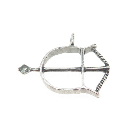 925 Sterling Silver Vintage Crossbow & Arrow 3D Pendant