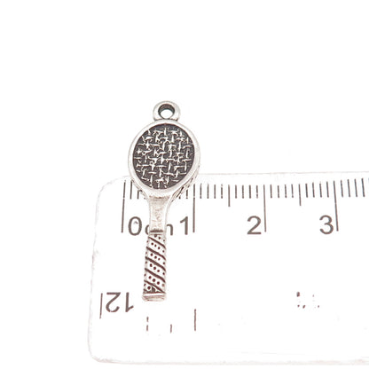 Sunwest 925 Sterling Silver Vintage Tennis Racket Oxidized Charm Pendant