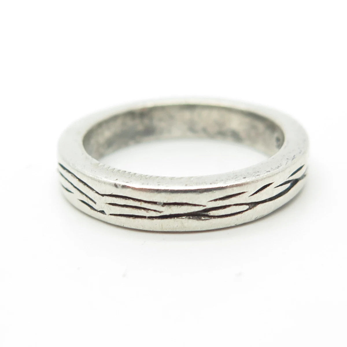 925 Sterling Silver Vintage Textured Band Ring Size 6.25