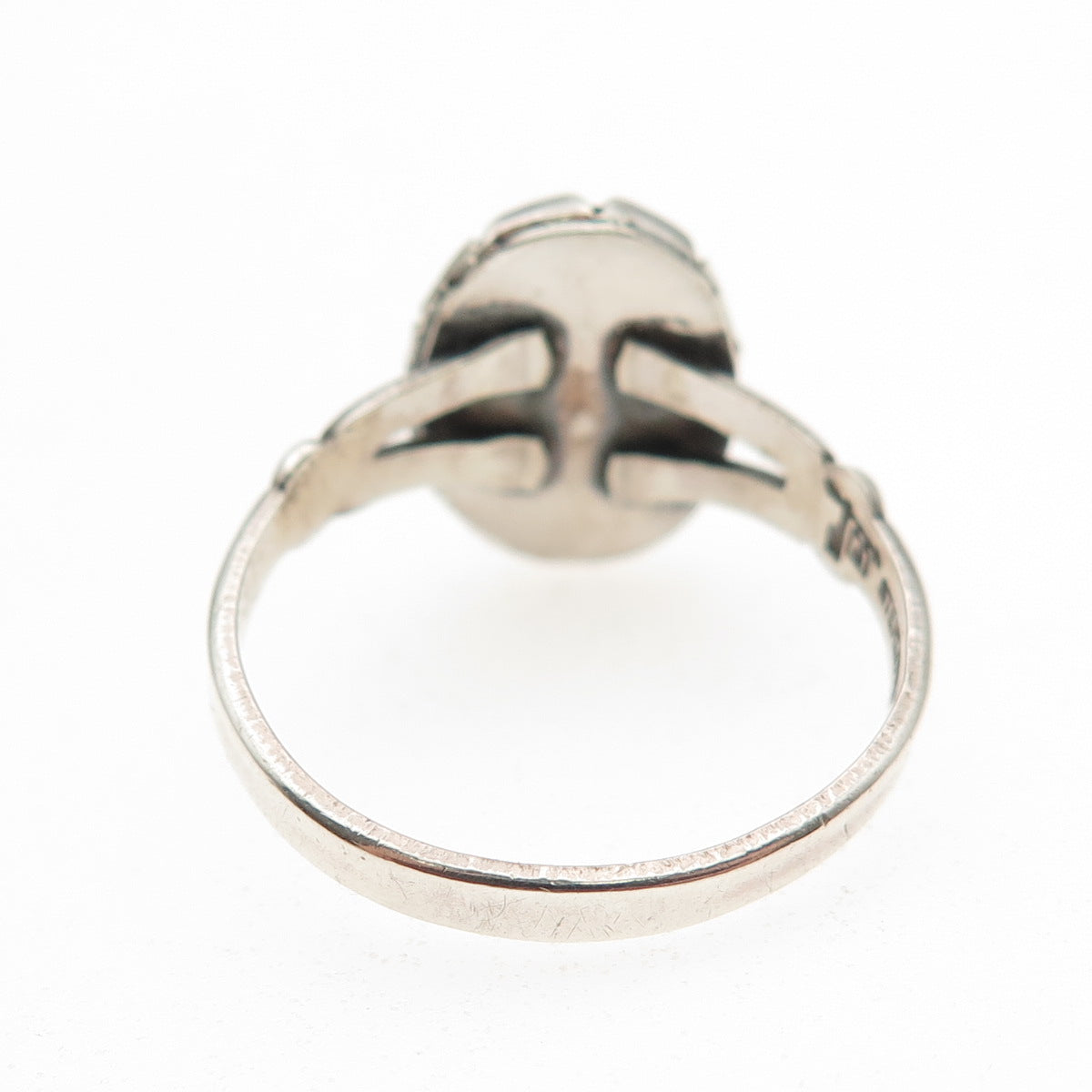Bell Trading Post Old Pawn 925 Sterling Silver Vintage Hematite Ring Size 8.75