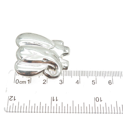 925 Sterling Silver Vintage Mexico Modernist Puffy Elephant Pin Brooch