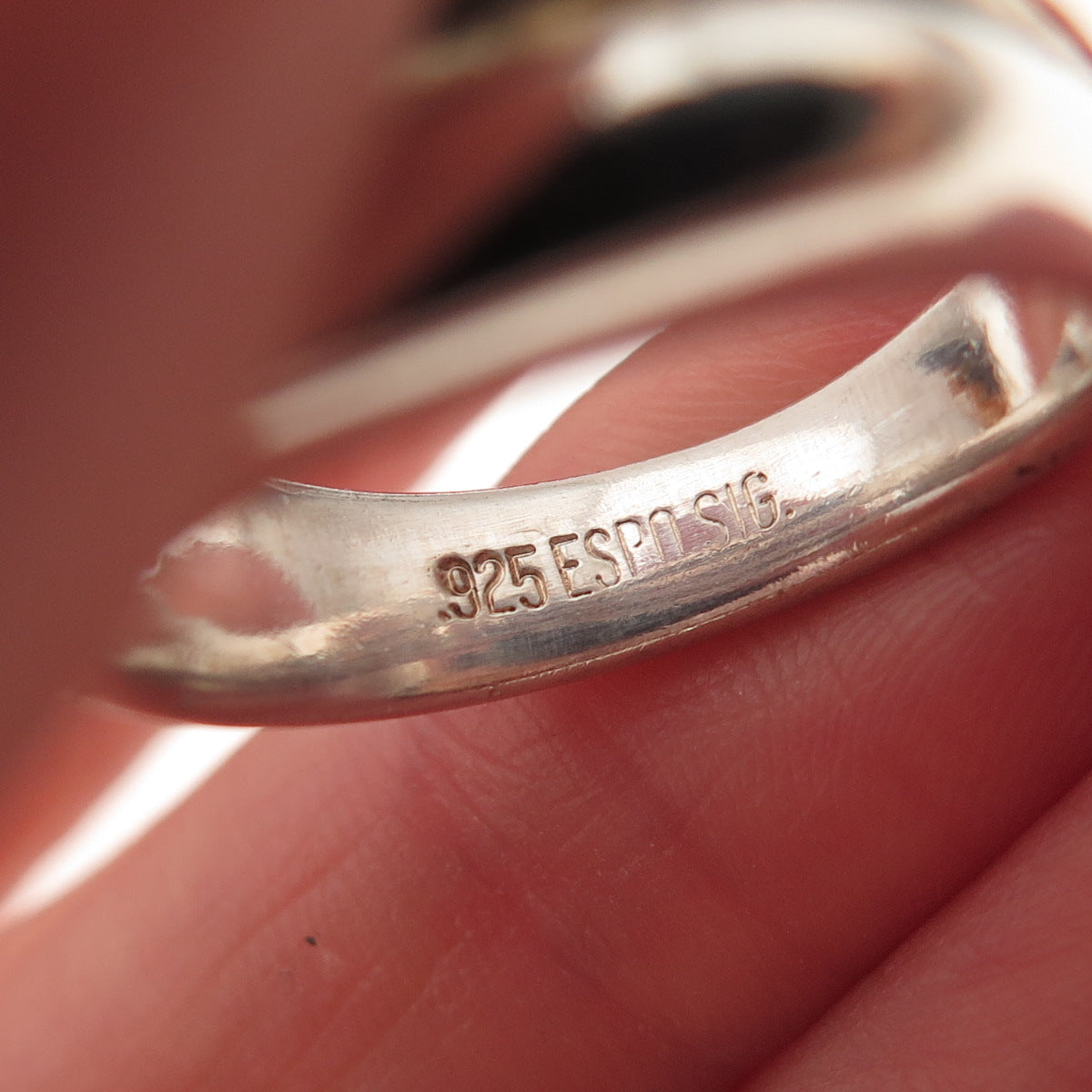 Joseph Esposito 925 Sterling Silver Vintage Modernist 2-Row Oxidized Ring Size 8
