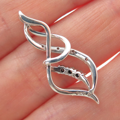 925 Sterling Silver Real Round-Cut Diamond Twisted Charm Pendant