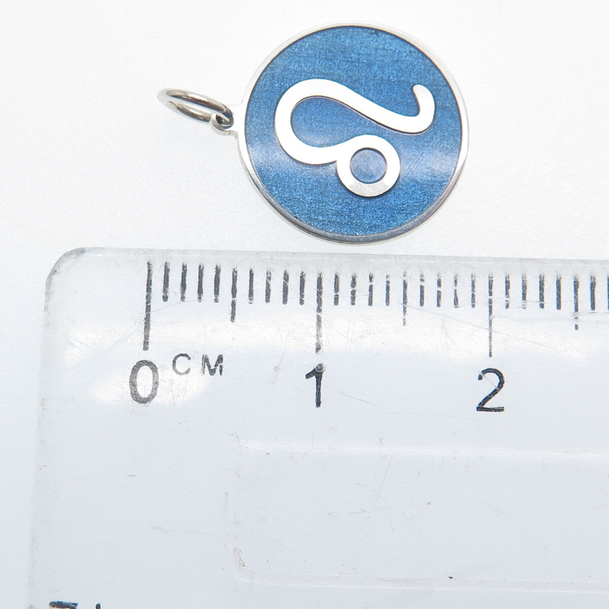 925 Sterling Silver Blue Enamel Leo Zodiac Sign Minimalist Charm Pendant