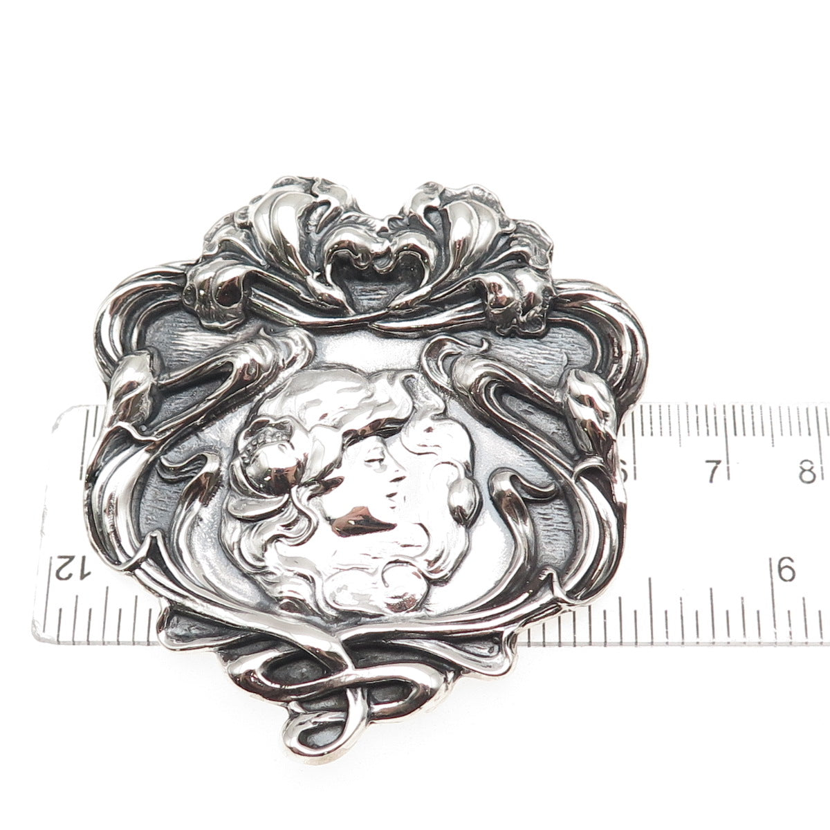 Metropolitan Museum of Art 925 Sterling Vintage Lady Oxidized Pin Brooch Pendant