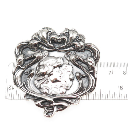 Metropolitan Museum of Art 925 Sterling Vintage Lady Oxidized Pin Brooch Pendant