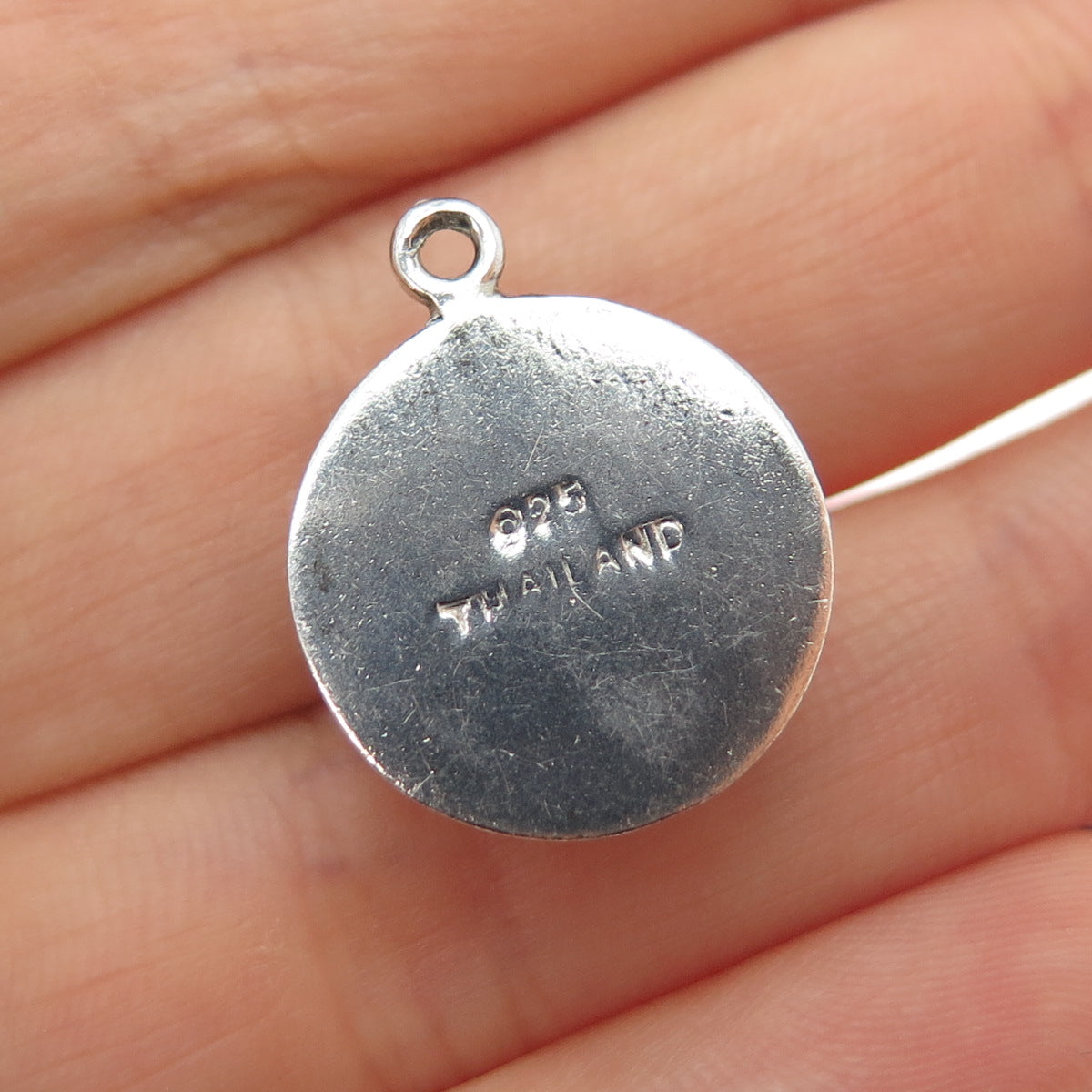 925 Sterling Silver Vintage Baseball Oxidized Mini Charm Pendant