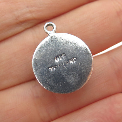 925 Sterling Silver Vintage Baseball Oxidized Mini Charm Pendant
