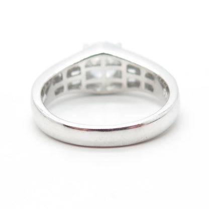 PAJ 925 Sterling Silver Round-Cut White C Z Engagement Band Ring Size 8