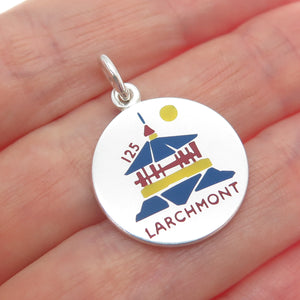 CHARLES THOMAE 925 Sterling Silver Vintage Enamel Larchmont Charm Pendant