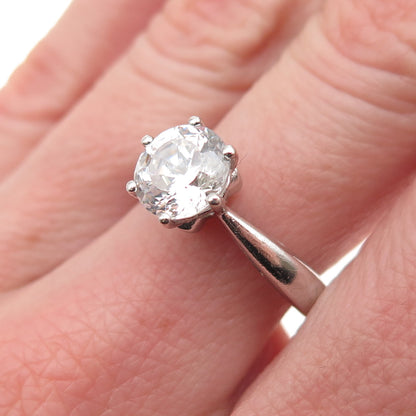 925 Sterling Silver Round-Cut C Z Engagement Ring Size 7
