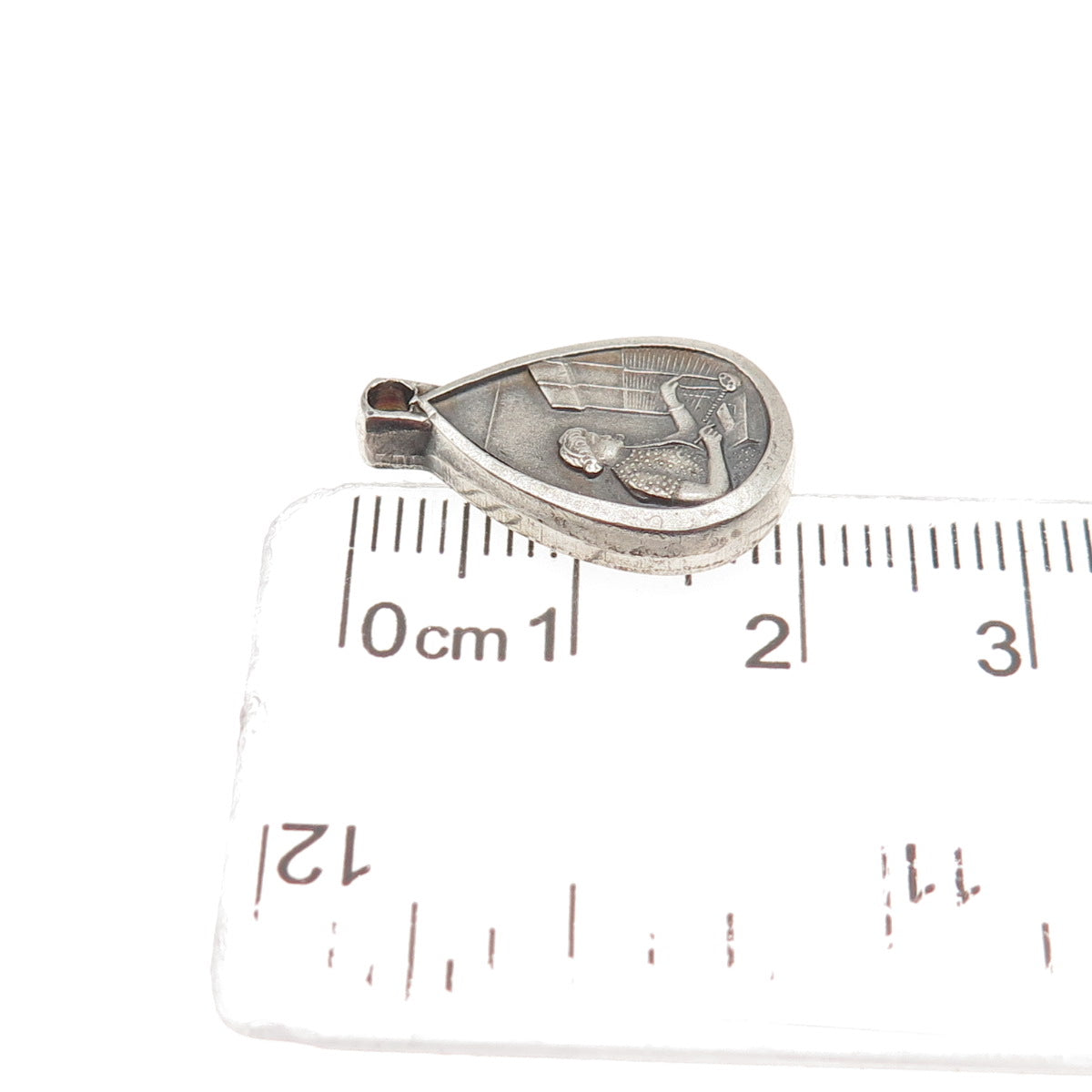925 Sterling Silver Vintage Attendance Oxidized Mini Charm Pendant