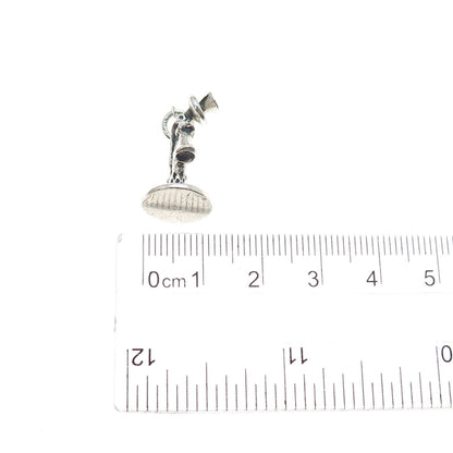 CELLINI 925 Sterling Silver Antique Retro Candlestick Phone Mini Charm Pendant