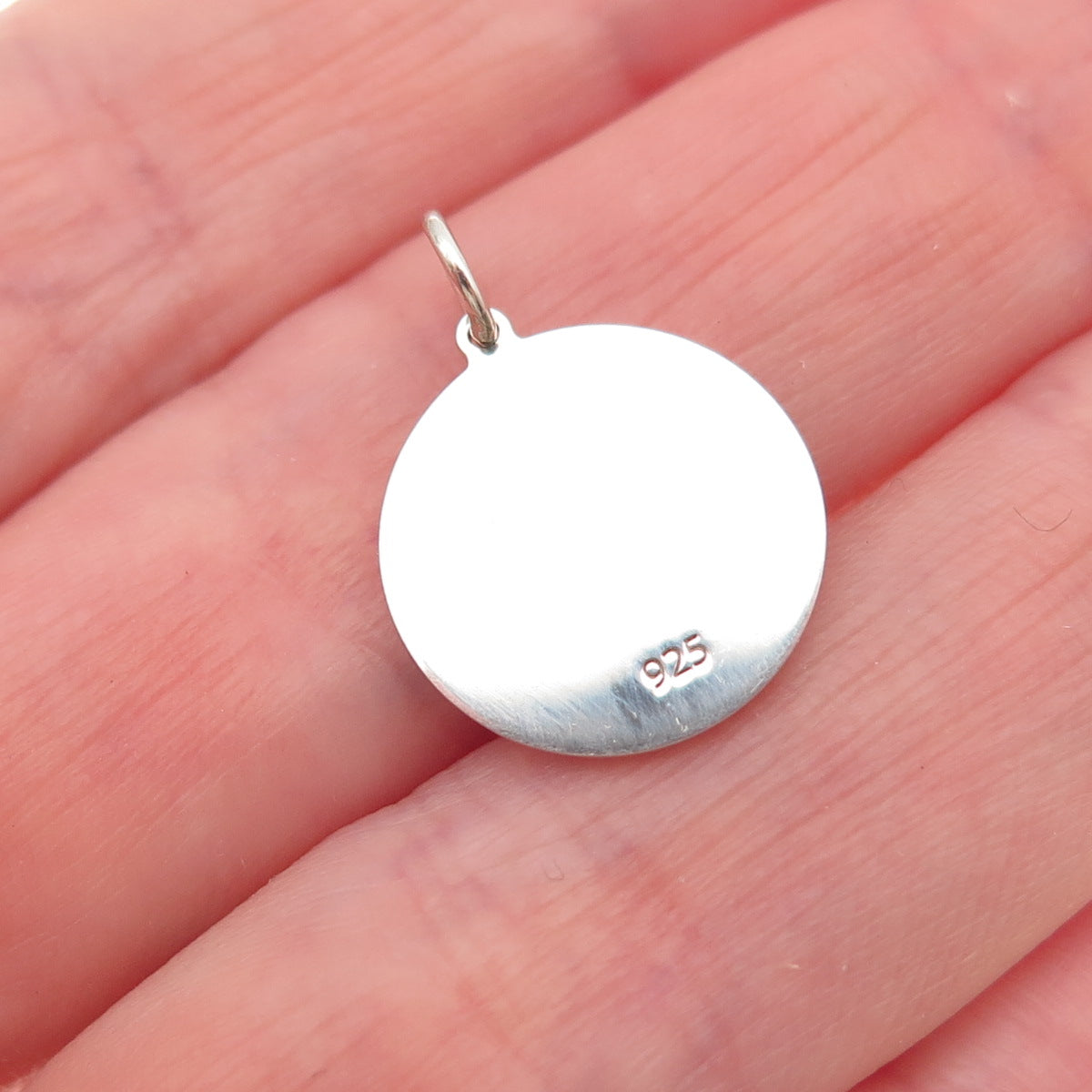 925 Sterling Silver Blue Enamel Male Symbol Round Tag Mini Charm Pendant