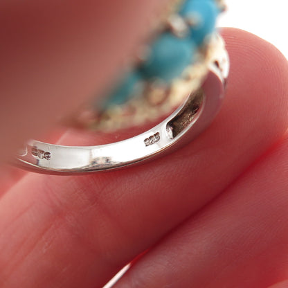 Chuck Clemency Sterling Silver 2-Tone Real Turquoise & Tanzanite Ring Size 8.25
