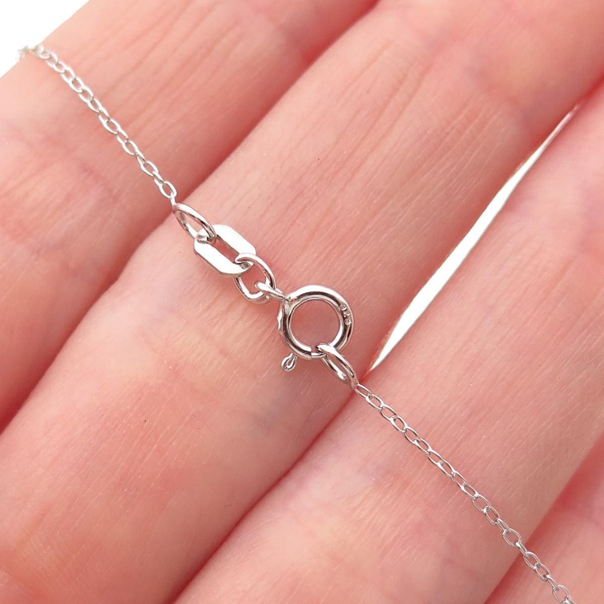 925 Sterling Silver Real Round-Cut Diamond Heart Cable Chain Necklace 20"