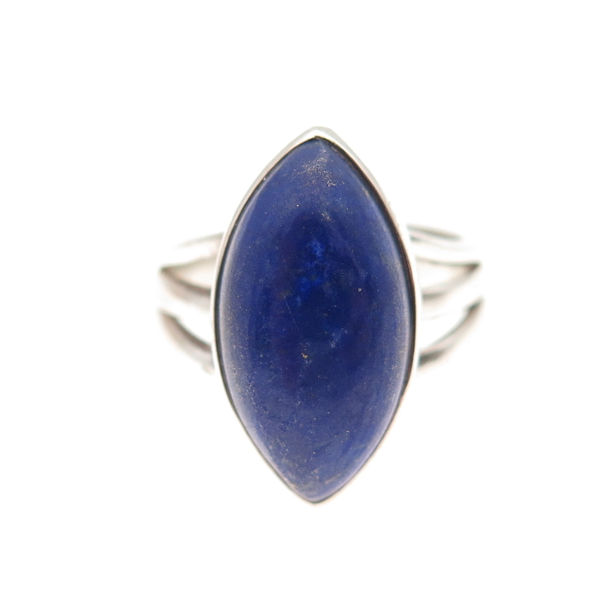 925 Sterling Silver Vintage Real Lapis Modernist Ring Size 6.5