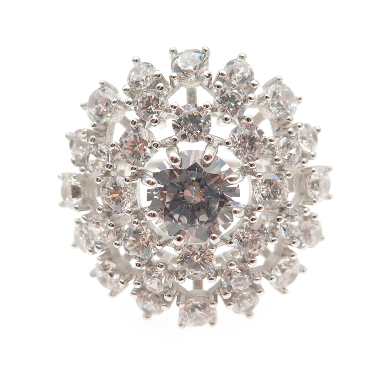 925 Sterling Silver Round-Cut C Z Sparkle Cluster Ring Size 9