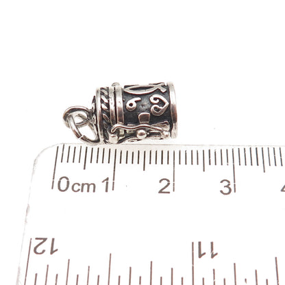 925 Sterling Silver Vintage Cross Prayer Box / Urn Oxidized Charm Pendant
