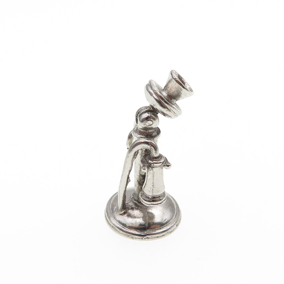WELLS 925 Sterling Silver Vintage Retro Candlestick Phone 3D Charm Pendant