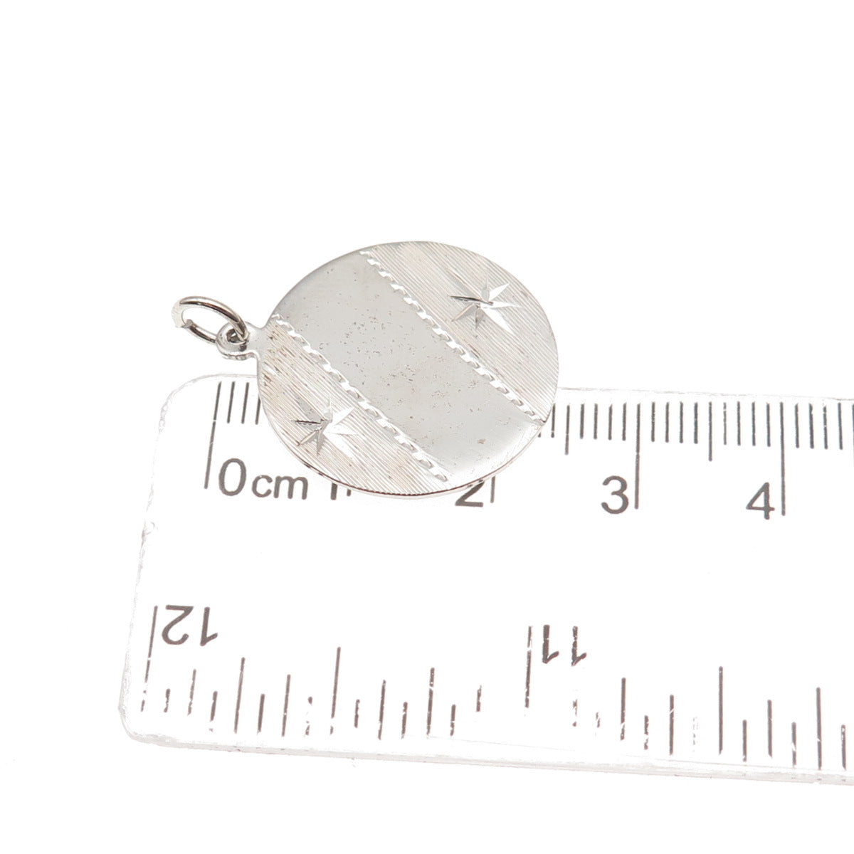 925 Sterling Silver Vintage Engraved Round Tag Charm Pendant