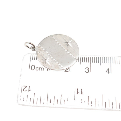 925 Sterling Silver Vintage Engraved Round Tag Charm Pendant