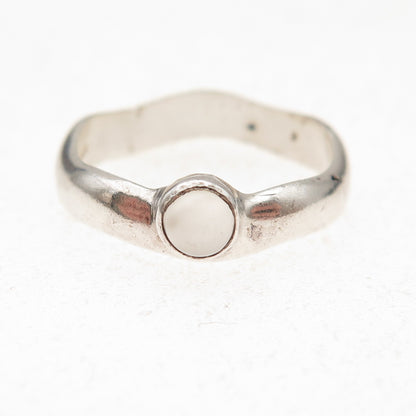 Boma Sterling Silver Vintage Real Rose Quartz Wavy Band Oxidized Ring Size 6.5