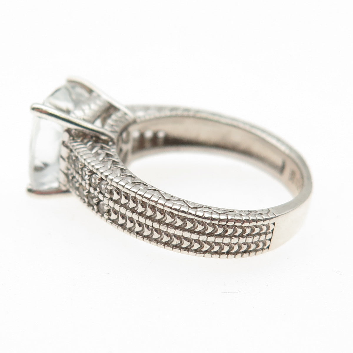 Michelle Albala 925 Sterling Silver Real Light Blue & White Topaz Ring Size 7.25