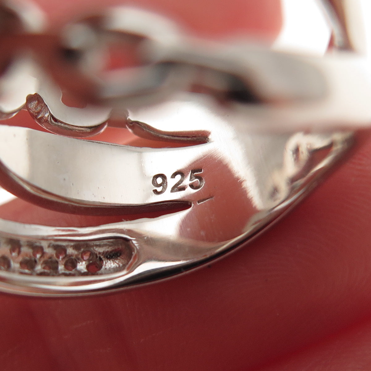 925 Sterling Silver Round-Cut C Z Multi-Chain Crossover Ring Size 6.25