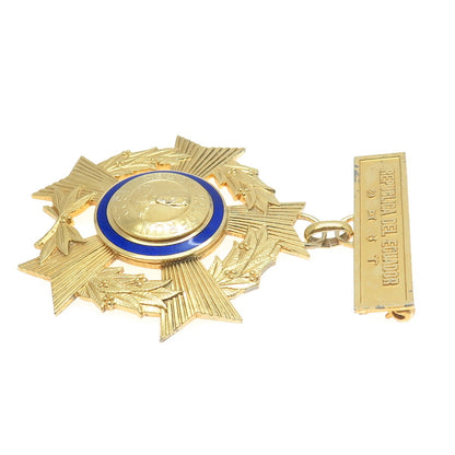 HUGUENIN Sterling Gold Plated Antique Ecuador Enamel Order Of Abdon Calderon