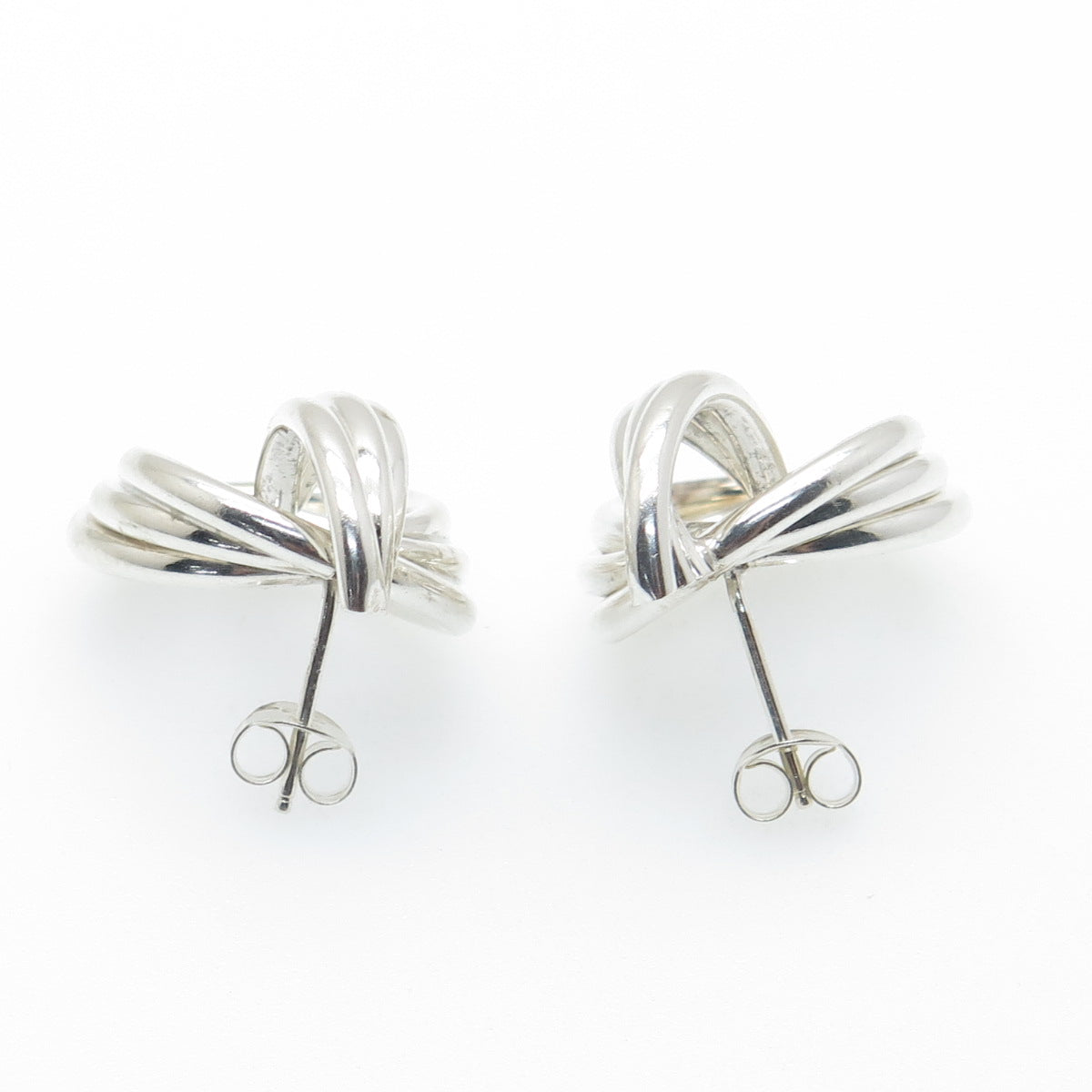 925 Sterling Silver Vintage Modernist Interlocked Circle Earrings