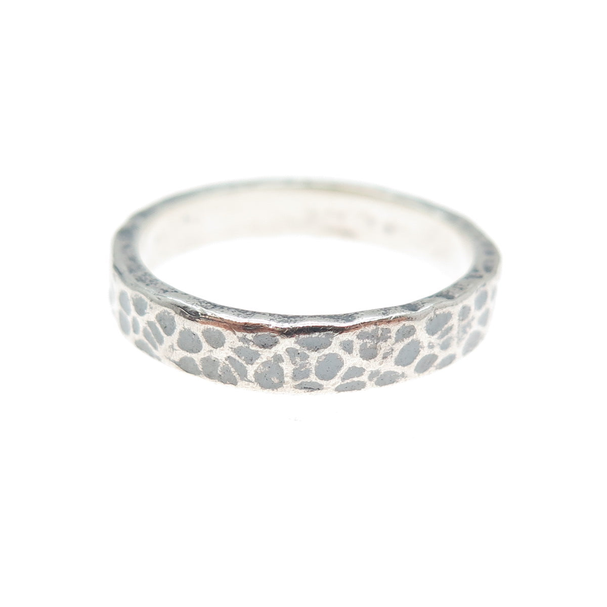 NOY LI 925 Sterling Silver Vintage Israel Hammered Oxidized Band Ring Size 7.25