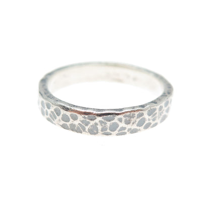 NOY LI 925 Sterling Silver Vintage Israel Hammered Oxidized Band Ring Size 7.25