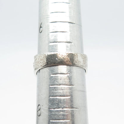 925 Sterling Silver Vintage Dotted Ribbed Wide Ring Size 7
