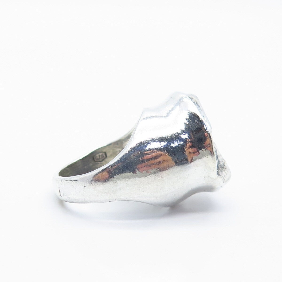 925 Sterling Silver Vintage Wrinkled Oval Ring Size 5.75