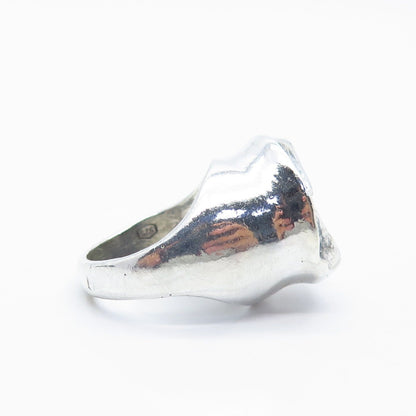 925 Sterling Silver Vintage Wrinkled Oval Ring Size 5.75