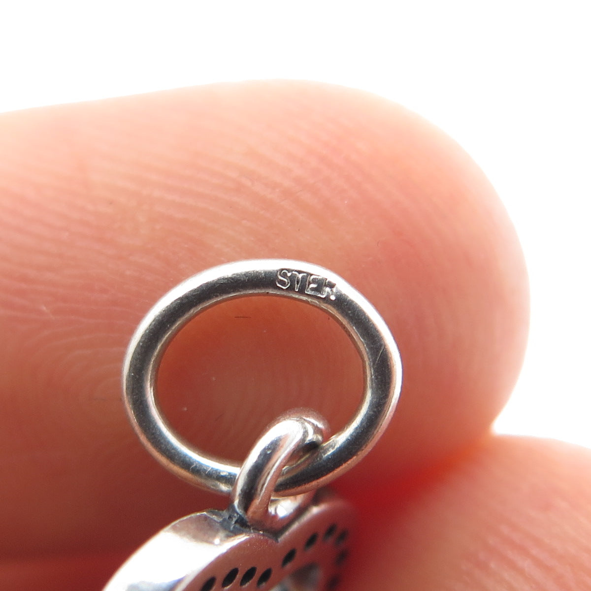 925 Sterling Silver Round-Cut C Z Heart Key Charm Pendant