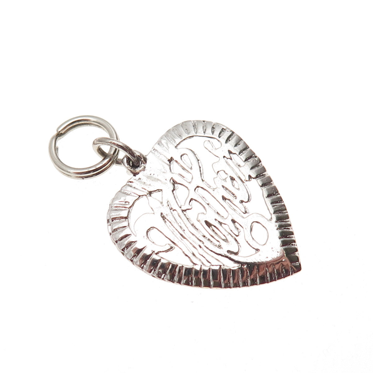 925 Sterling Silver Vintage Mother Heart Mini Charm Pendant