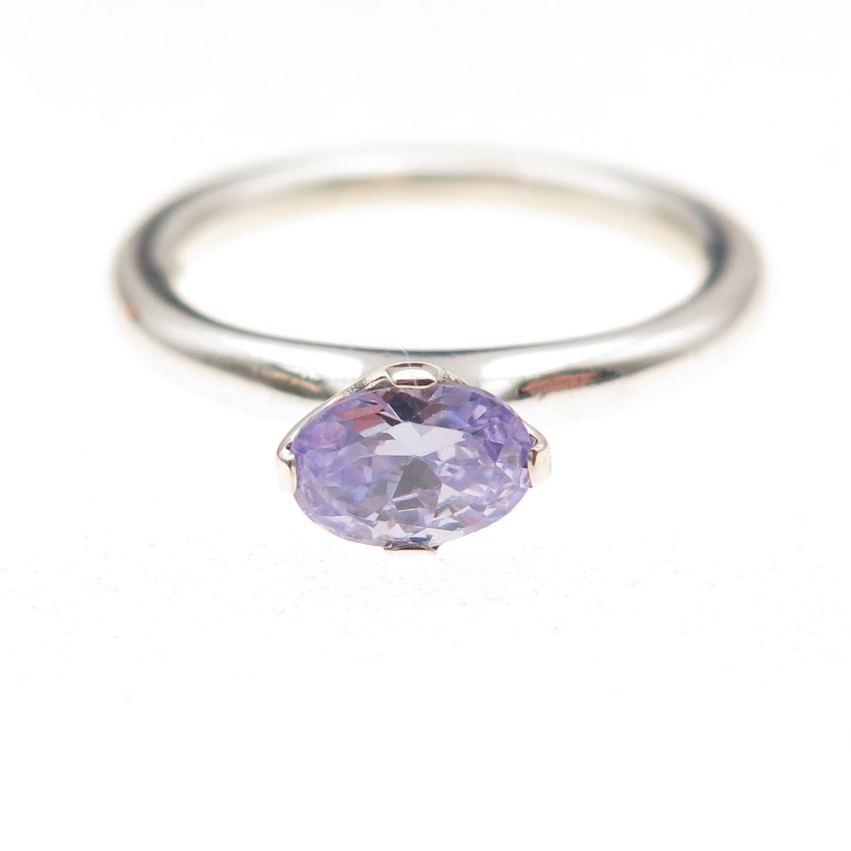 Pandora 925 Sterling Silver Oval-Cut Lavender C Z Ring Size 9