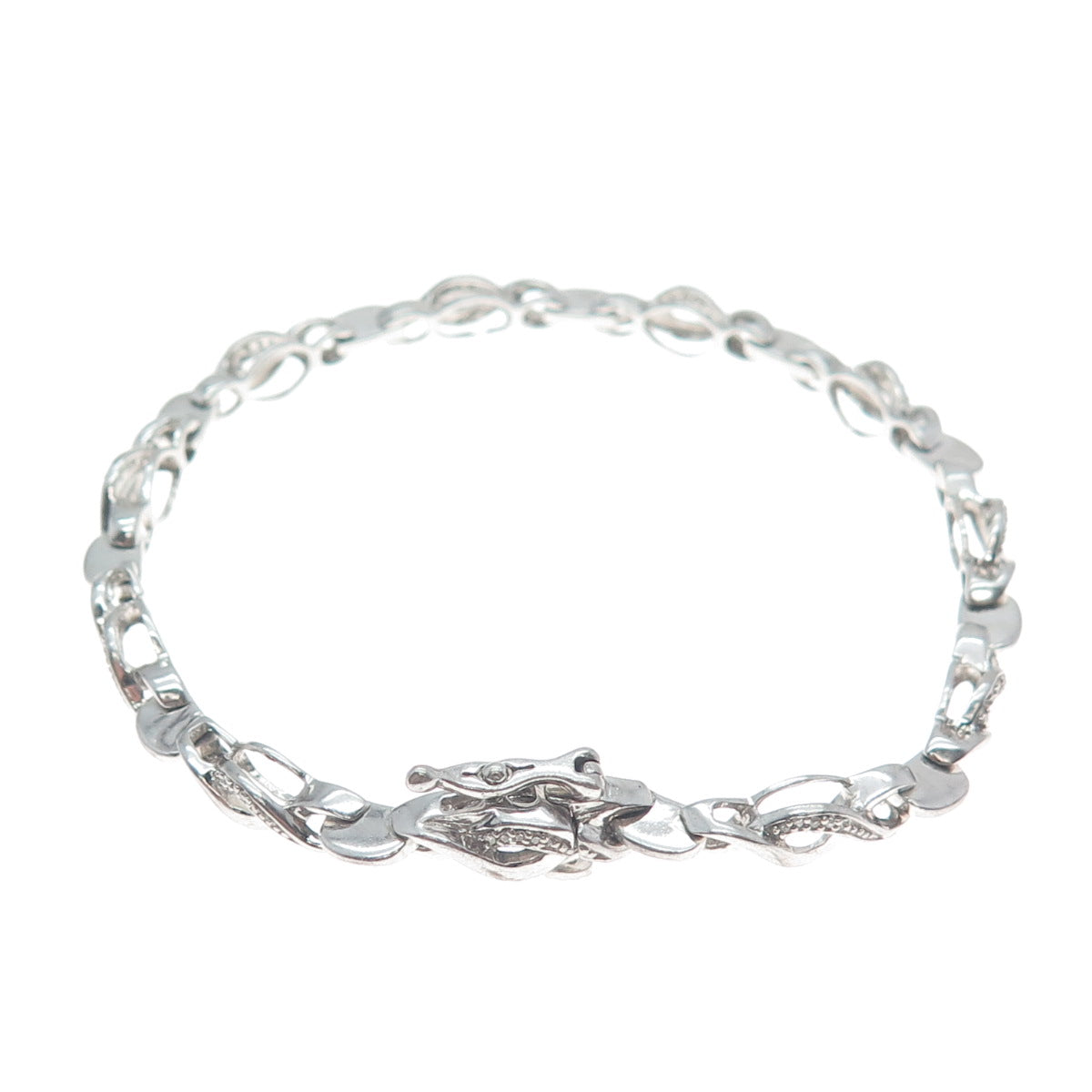 JANE SEYMOUR Sterling Silver Real Round-Cut Diamond Infinity Link Bracelet 7.5"