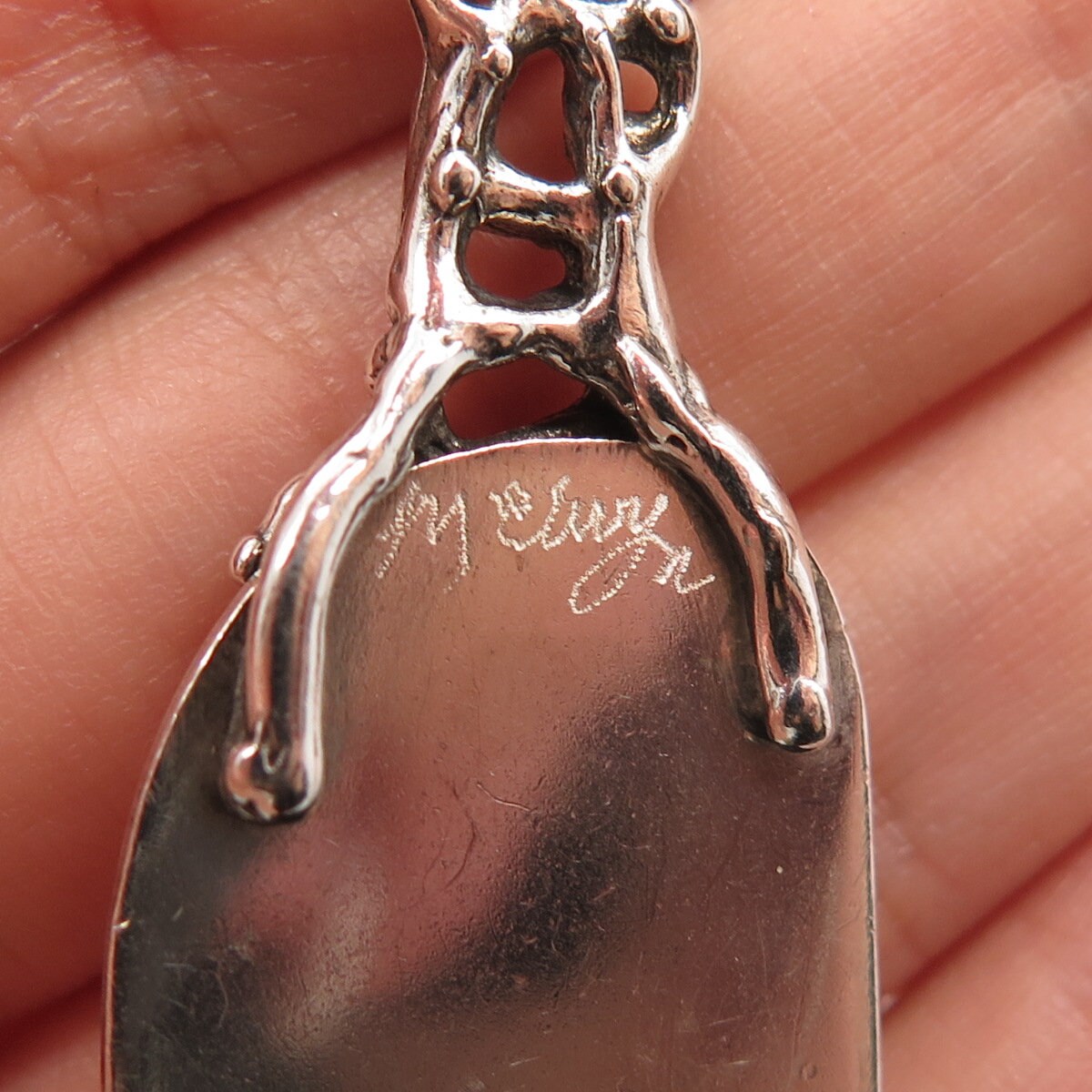925 Sterling Silver Vintage Real Pearl & Black Onyx Gem Cake / Pie Server