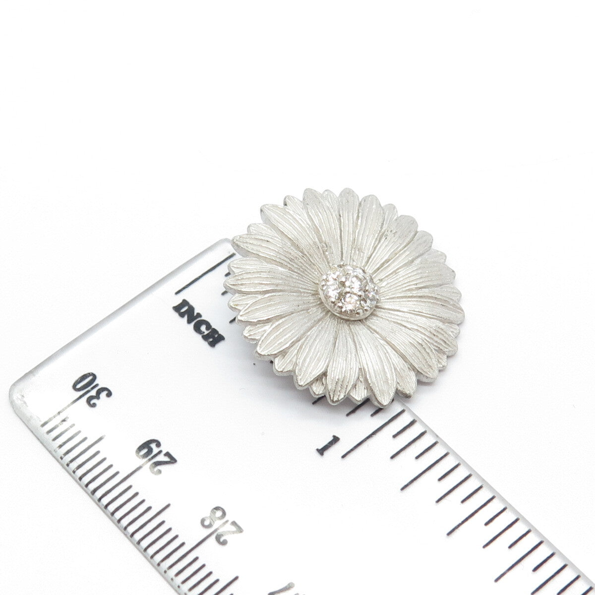 925 Sterling Silver C Z Sunflower Slide Pendant
