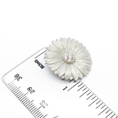925 Sterling Silver C Z Sunflower Slide Pendant