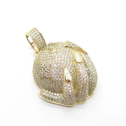 925 Sterling Silver Gold Plated C Z Globe & Flower In Hand Pendant