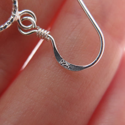 925 Sterling Silver Vintage Interlocked Oval Link Dangle Earrings