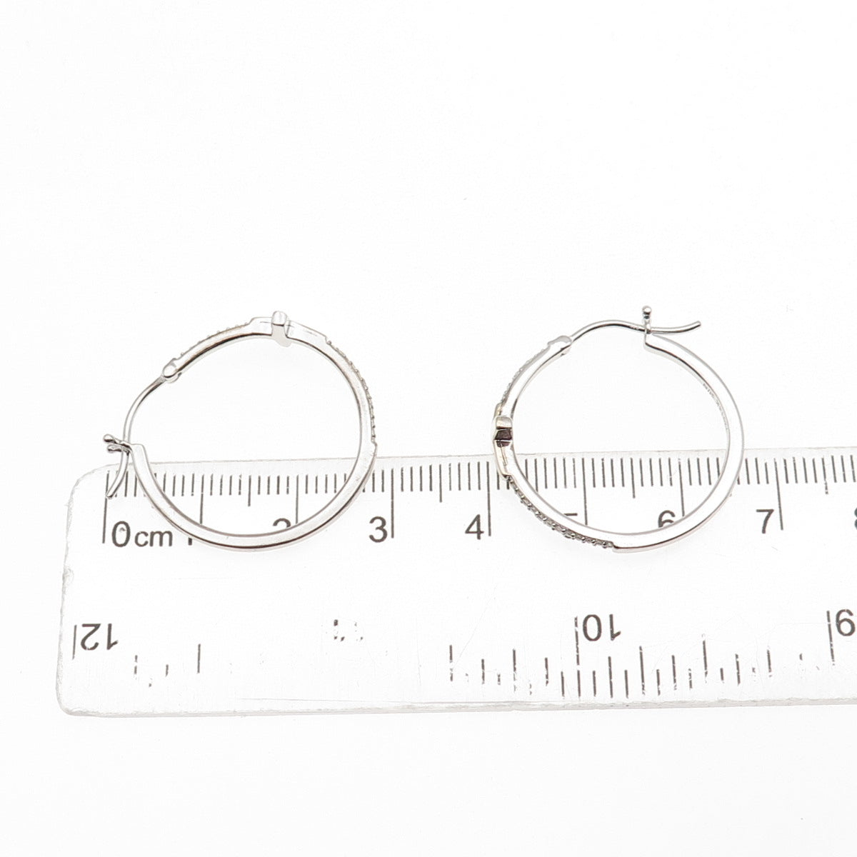 Sun 925 Sterling Silver 14K Gold Real Diamond Cross Hoop Earrings