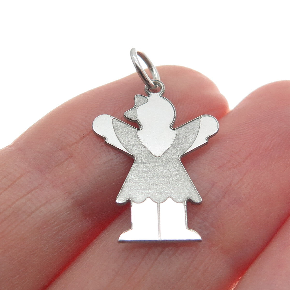 925 Sterling Silver Happy Girl Love Kid Minimalist Charm Pendant