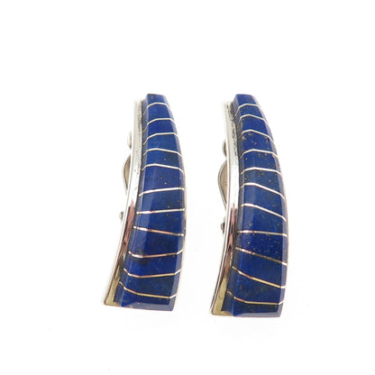 Daren Tsalate Zuni Old Pawn 925 Sterling Silver Vintage Lapis Clip On Earrings