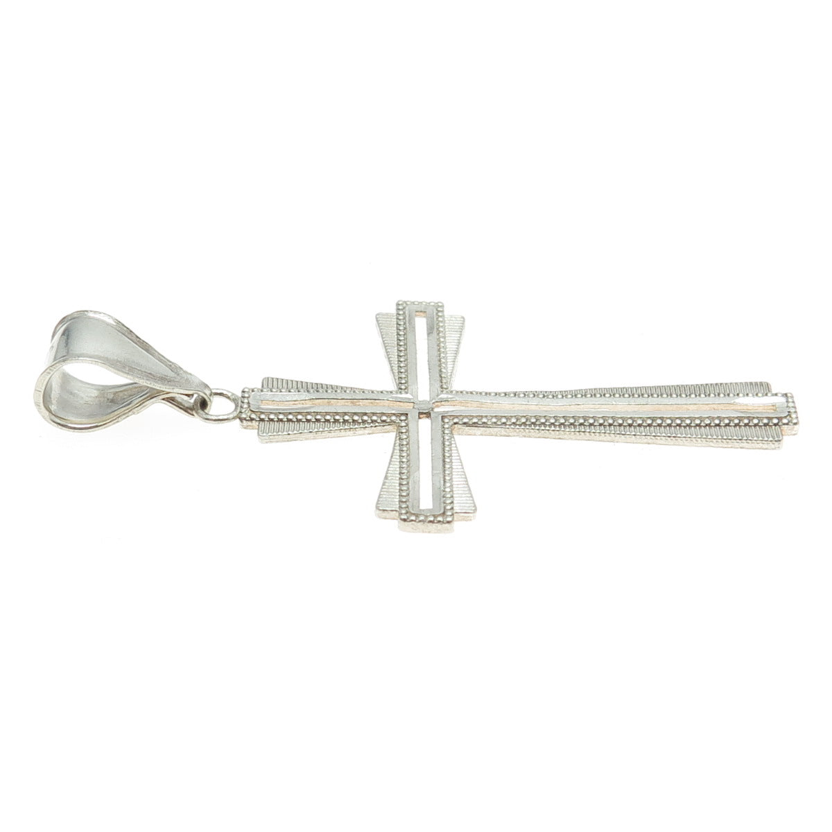 925 Sterling Silver Vintage Beaded Cross Pendant