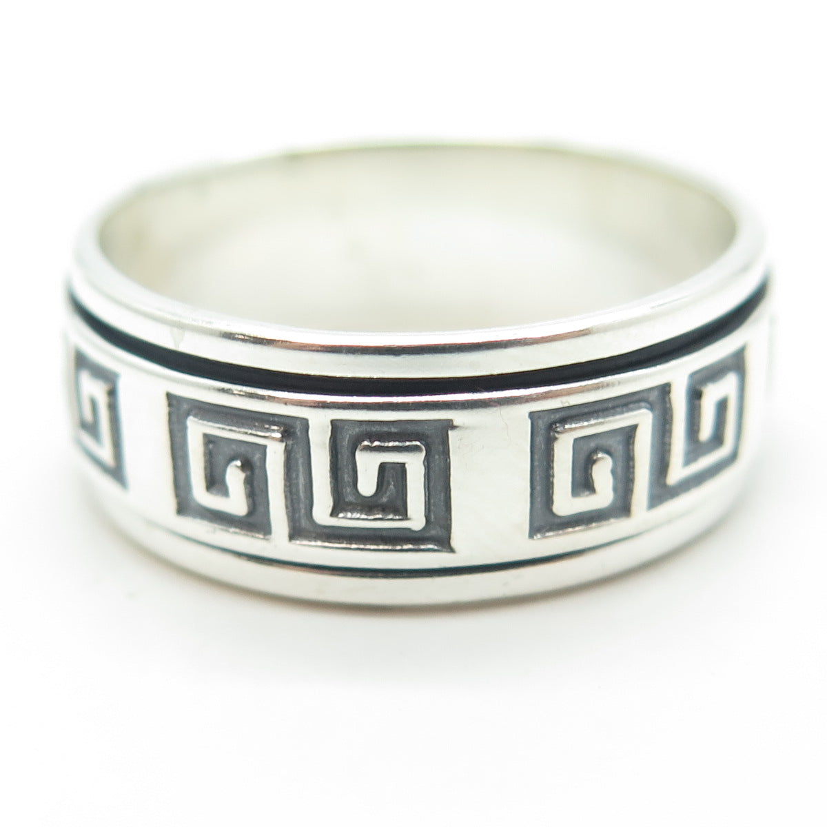 950 Silver Vintage Greek Maze Rotating Band Ring Size 12.25